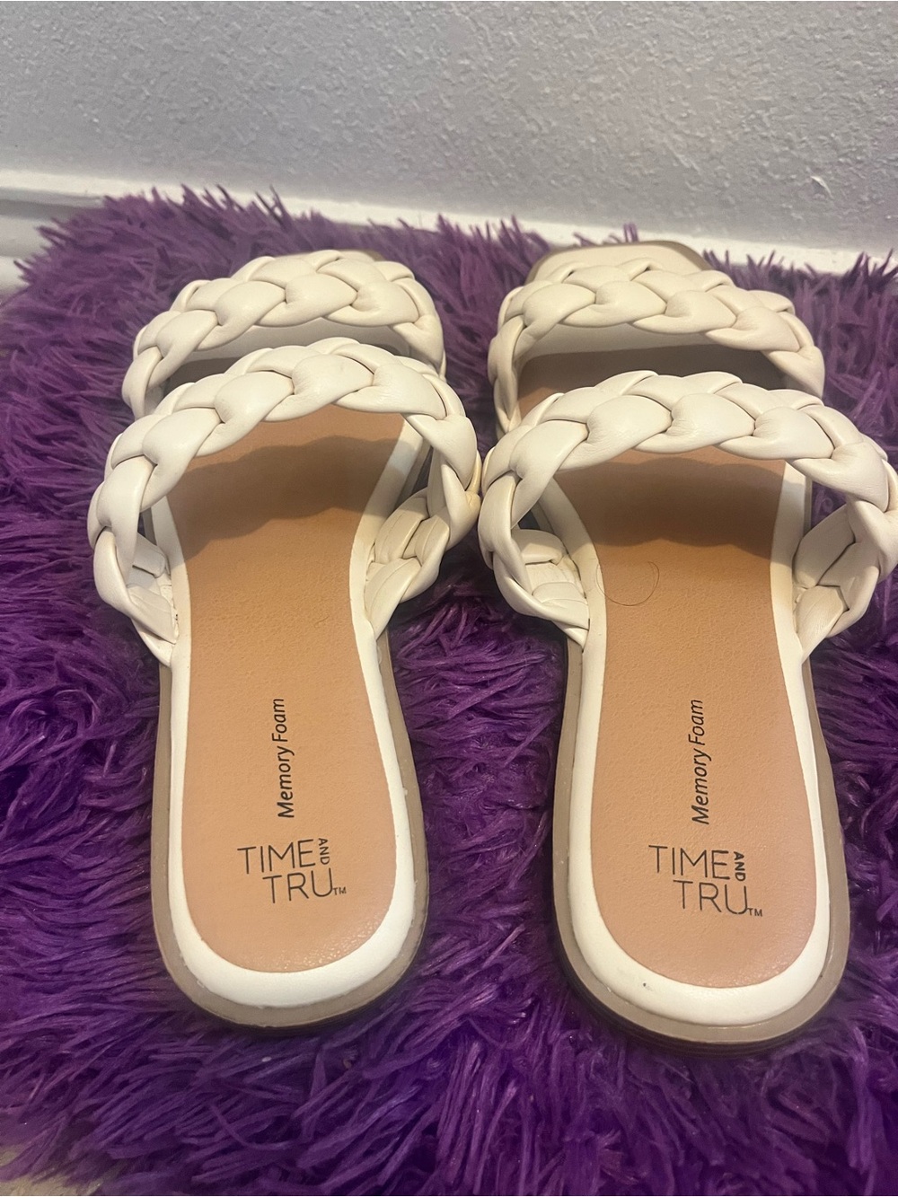Time and Tru White Braided Double-Strap Slide Sandals - Picture 5 of 6